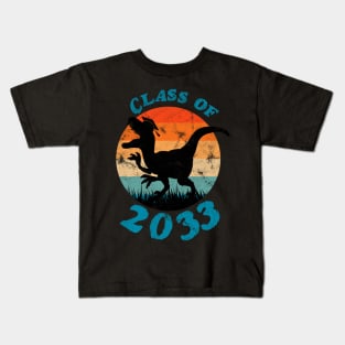 Class of 2033 Dinosaur Funny Design Distressed Kids T-Shirt